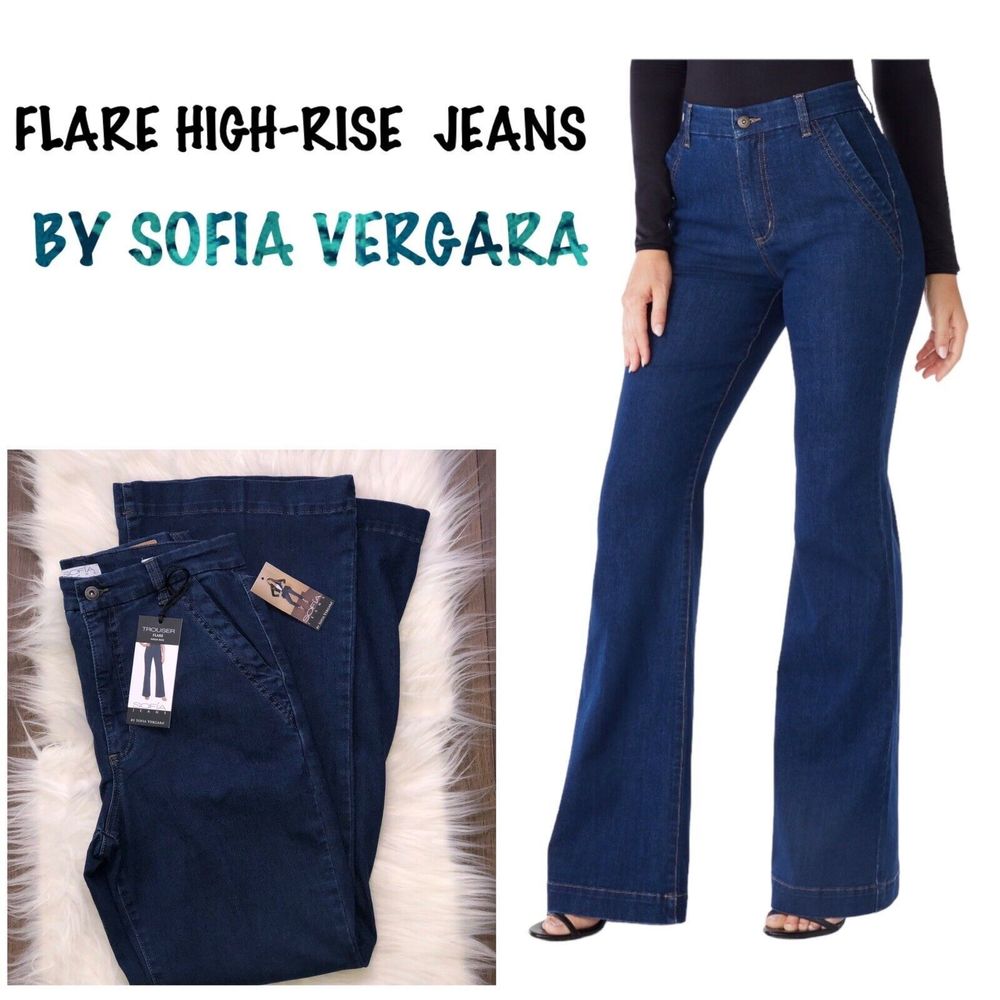 Sofia Jeans by Sofia Vergara Trouser Flare Various Size 16 Dark Wash Women NWT - Picture 4 of 13